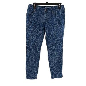Chico's Jeans Blue Denim Abstract Floral Print Platinum Womens Size Small